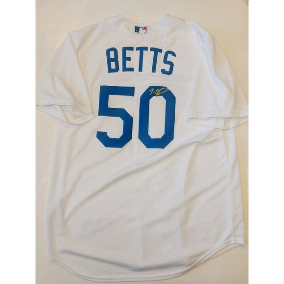 Nike Los Angeles Dodgers Full Button Jersey Mens Size M Mookie Betts #50 White - Picture 8 of 9